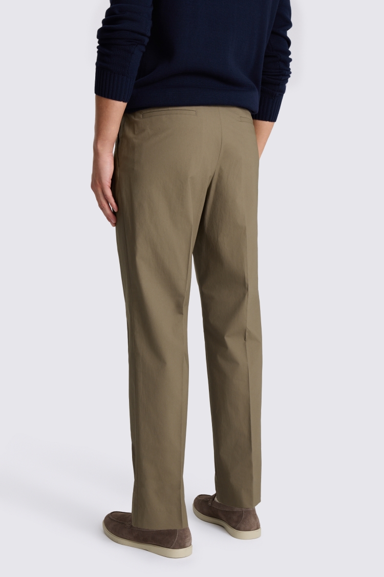 Taupe Cotton Pleated Pant 