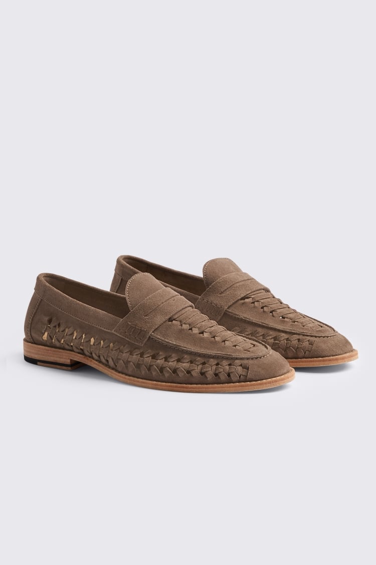 Capri Taupe Suede Woven Loafers