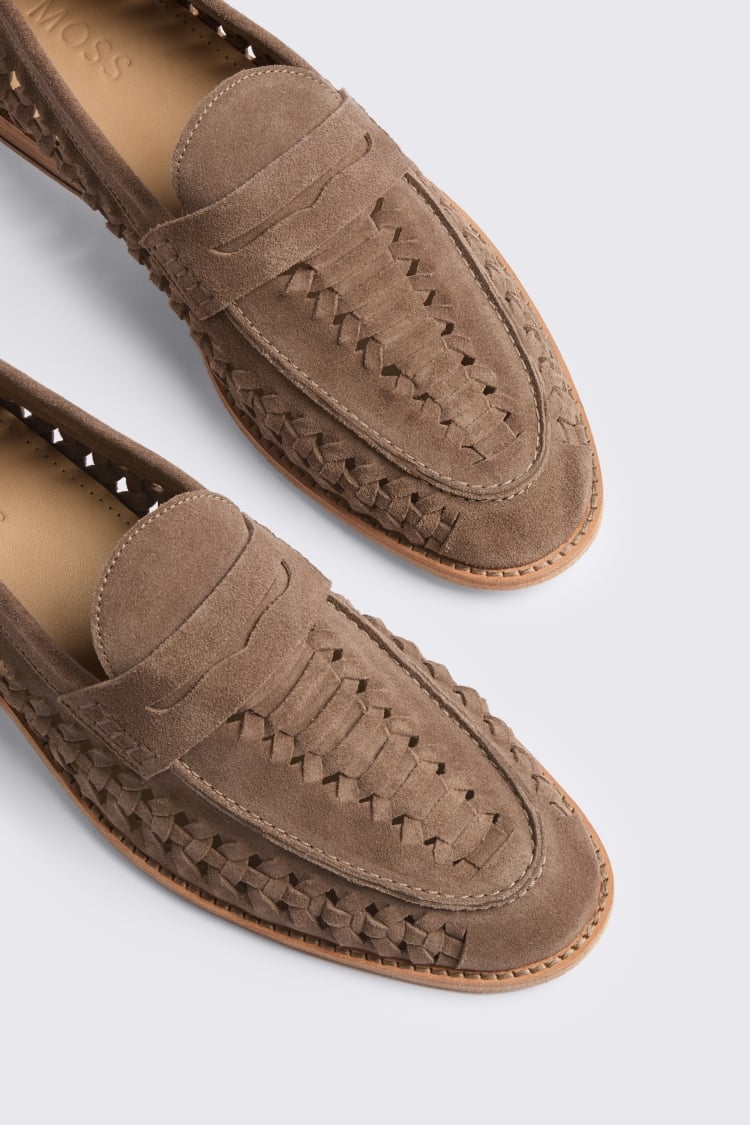 Capri Taupe Suede Woven Loafers