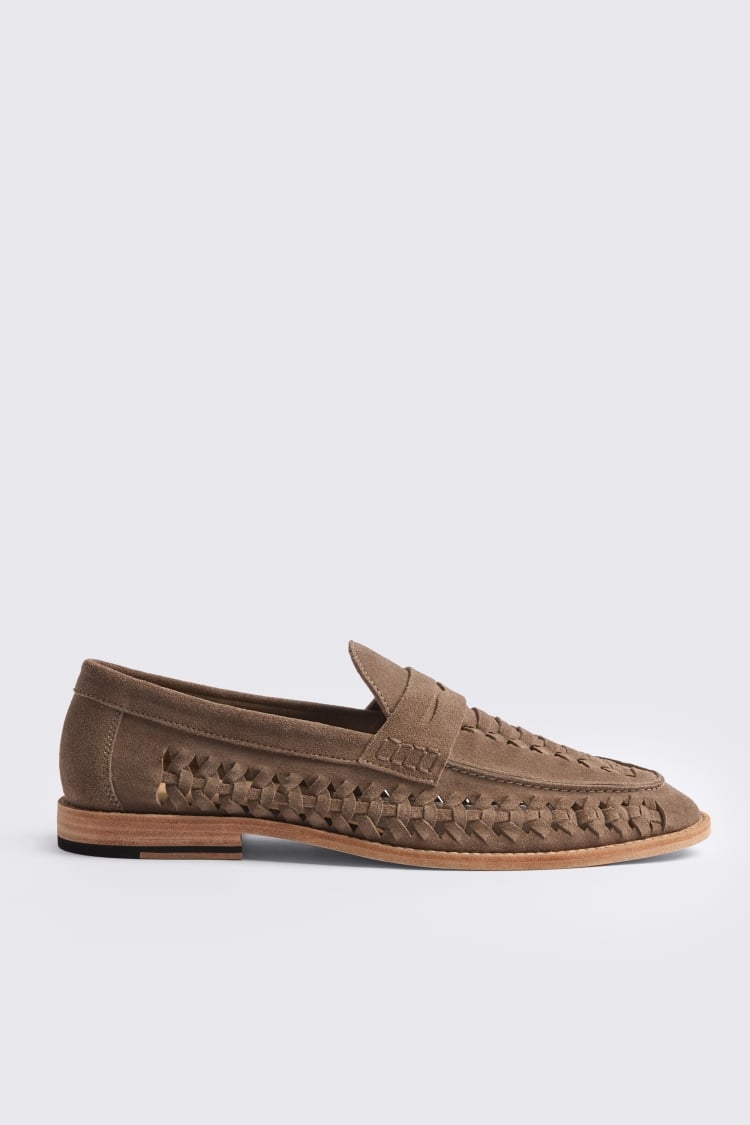 Capri Taupe Suede Woven Loafers