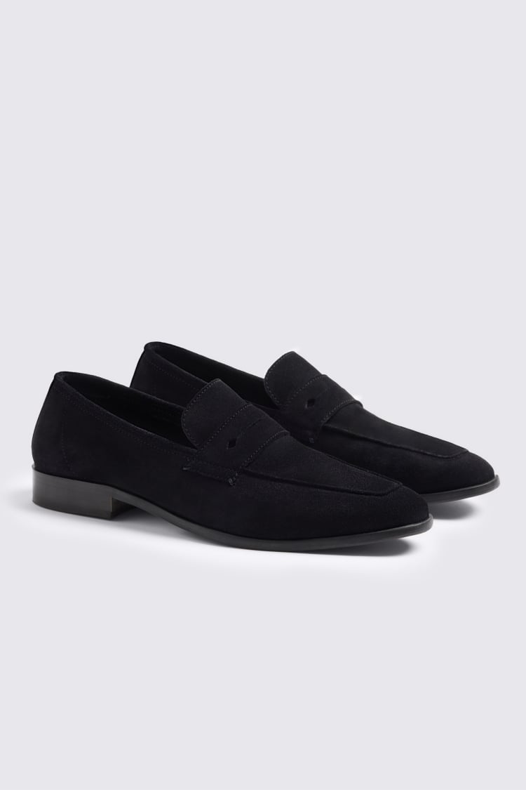 Navy Suede Relaxed Loafers