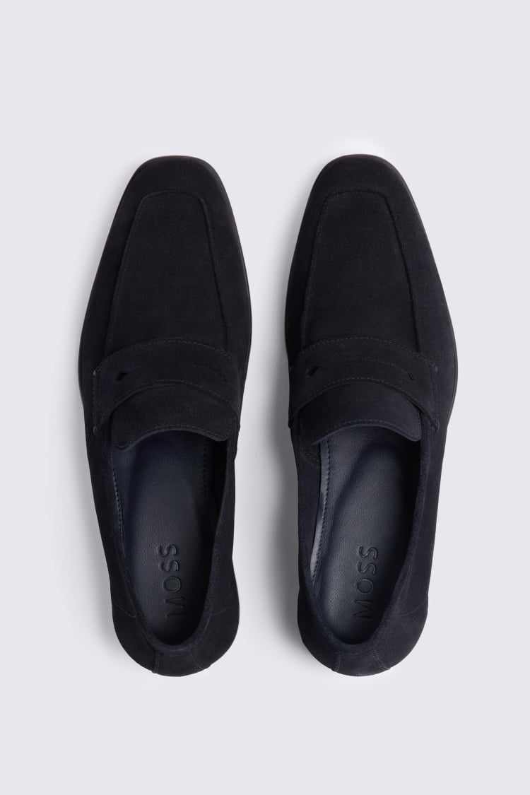 Navy Suede Relaxed Loafers