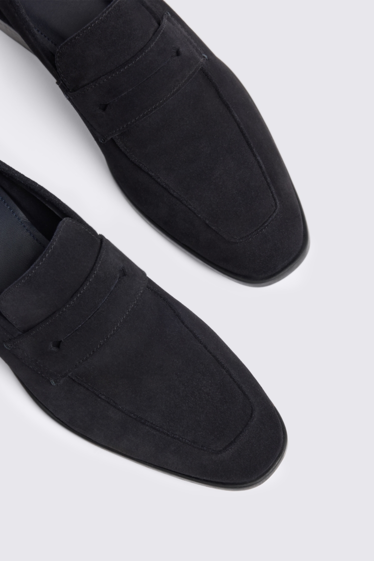 Navy Suede Relaxed Loafers