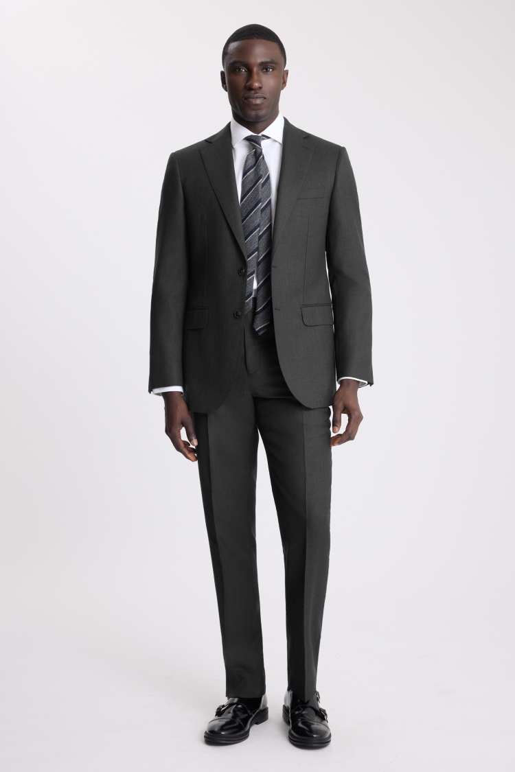 Regular Fit Charcoal Twill Suit