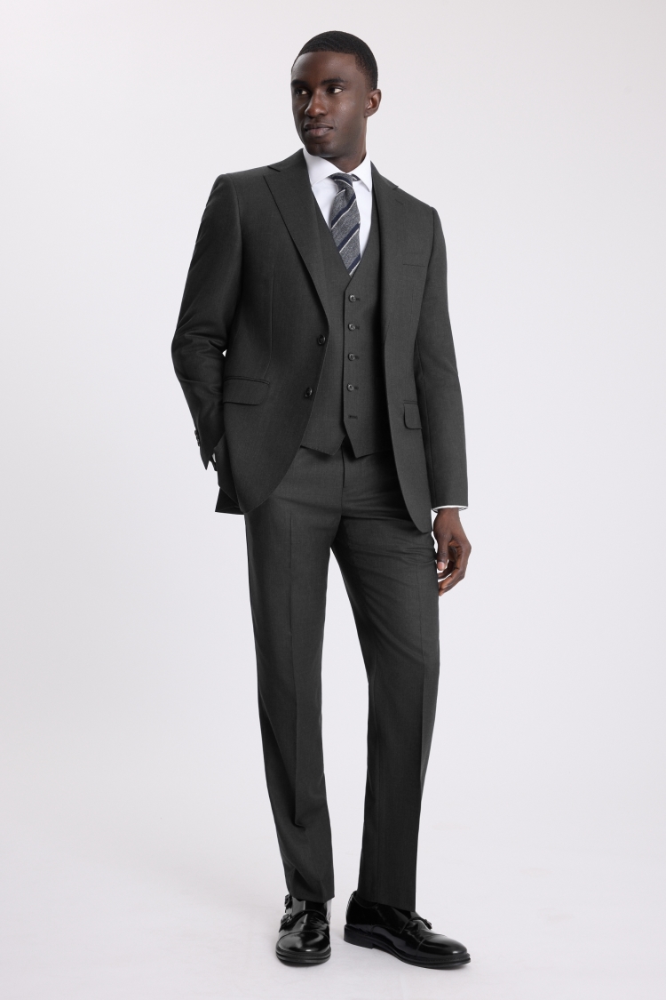 Regular Fit Charcoal Twill Suit