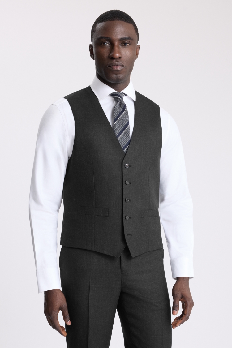 Regular Fit Charcoal Twill Suit