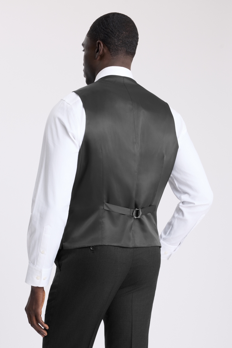 Regular Fit Charcoal Twill Vest