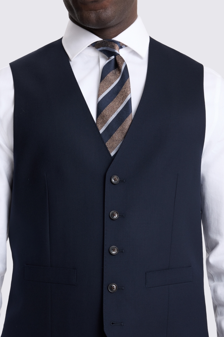Regular Fit Navy Twill Vest
