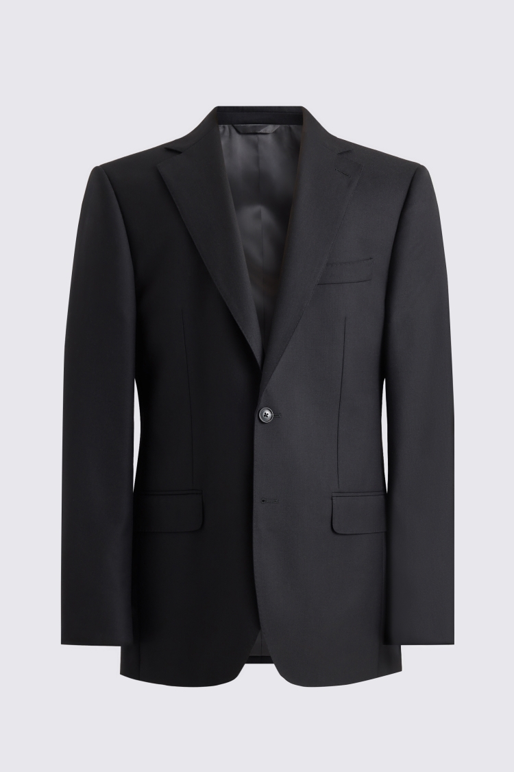 Regular Fit Black Twill Suit Jacket