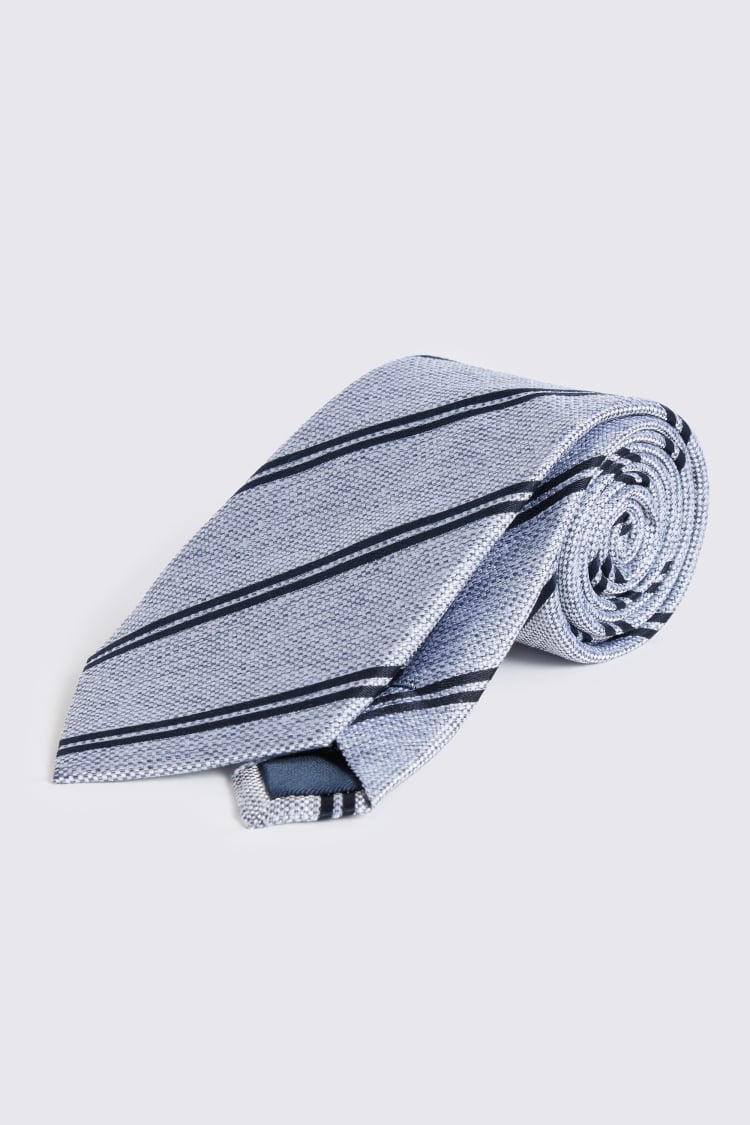 Light Blue & Navy Silk Stripe Tie