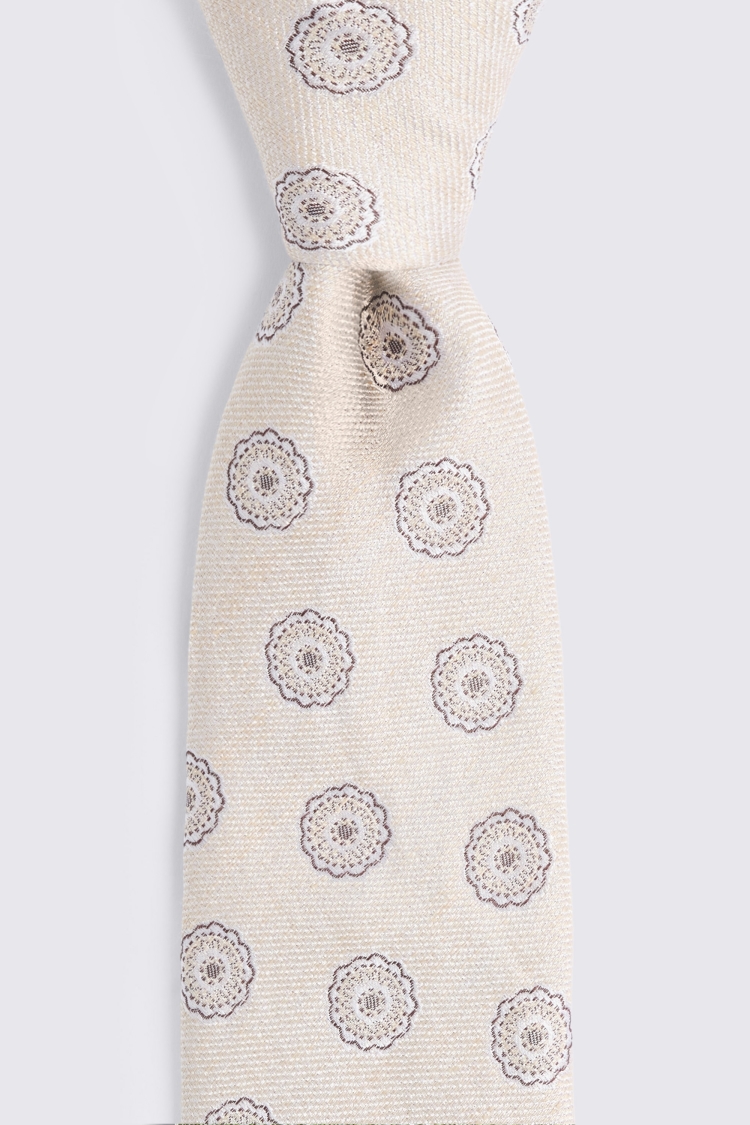 Cream Brown Medallion Tie