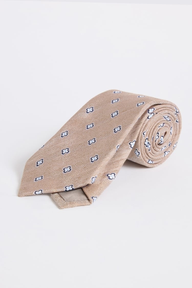 Neutral Navy Clover Medallion Tie