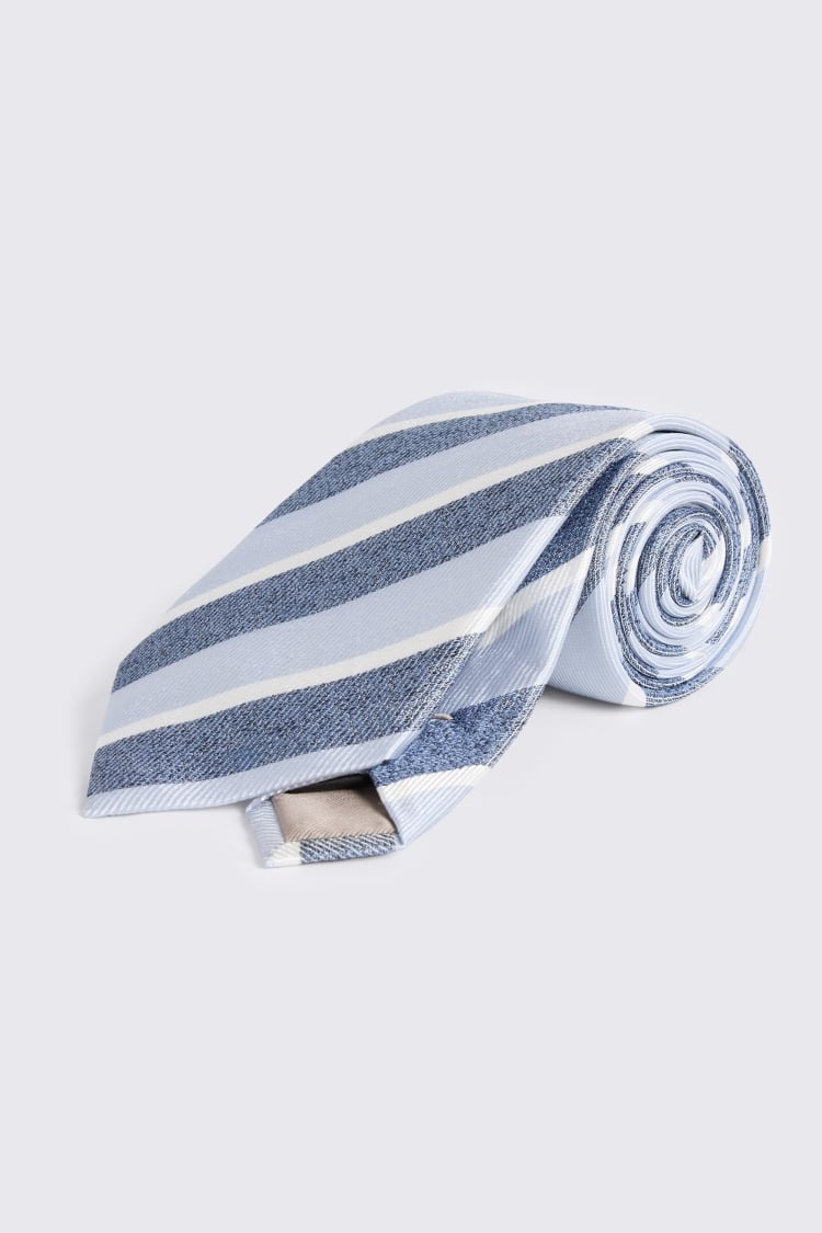 Blue & White Silk Stripe Tie