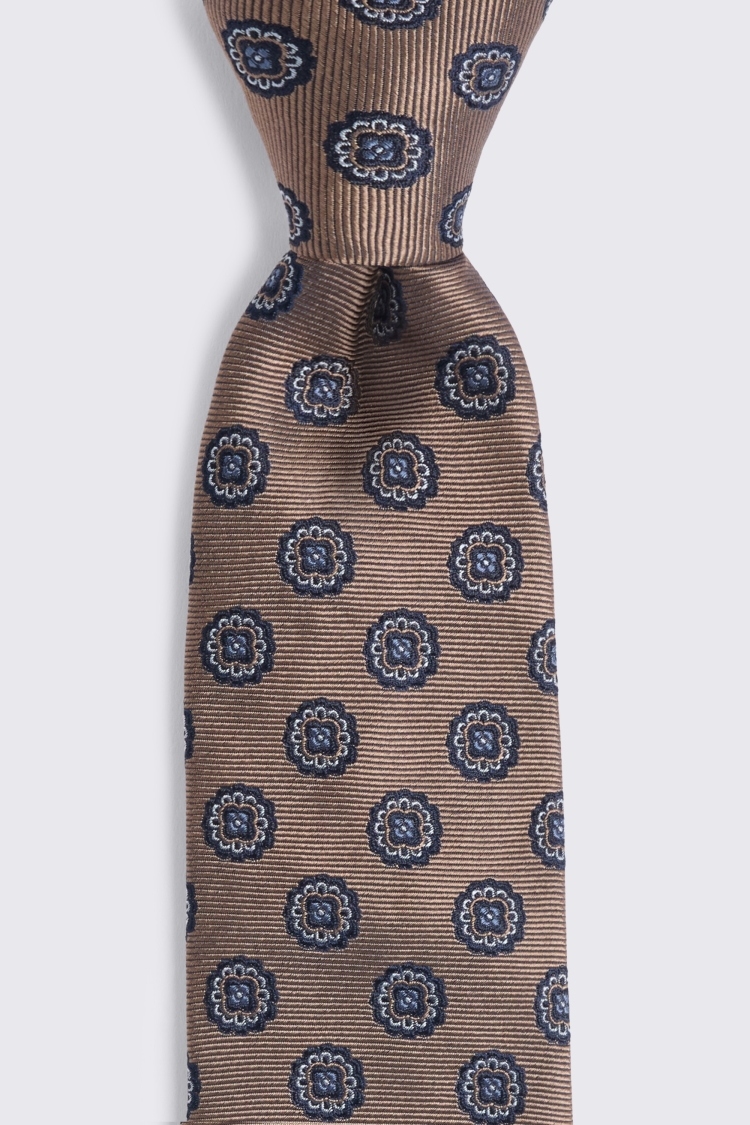 Bronze Navy Silk Medallion Tie