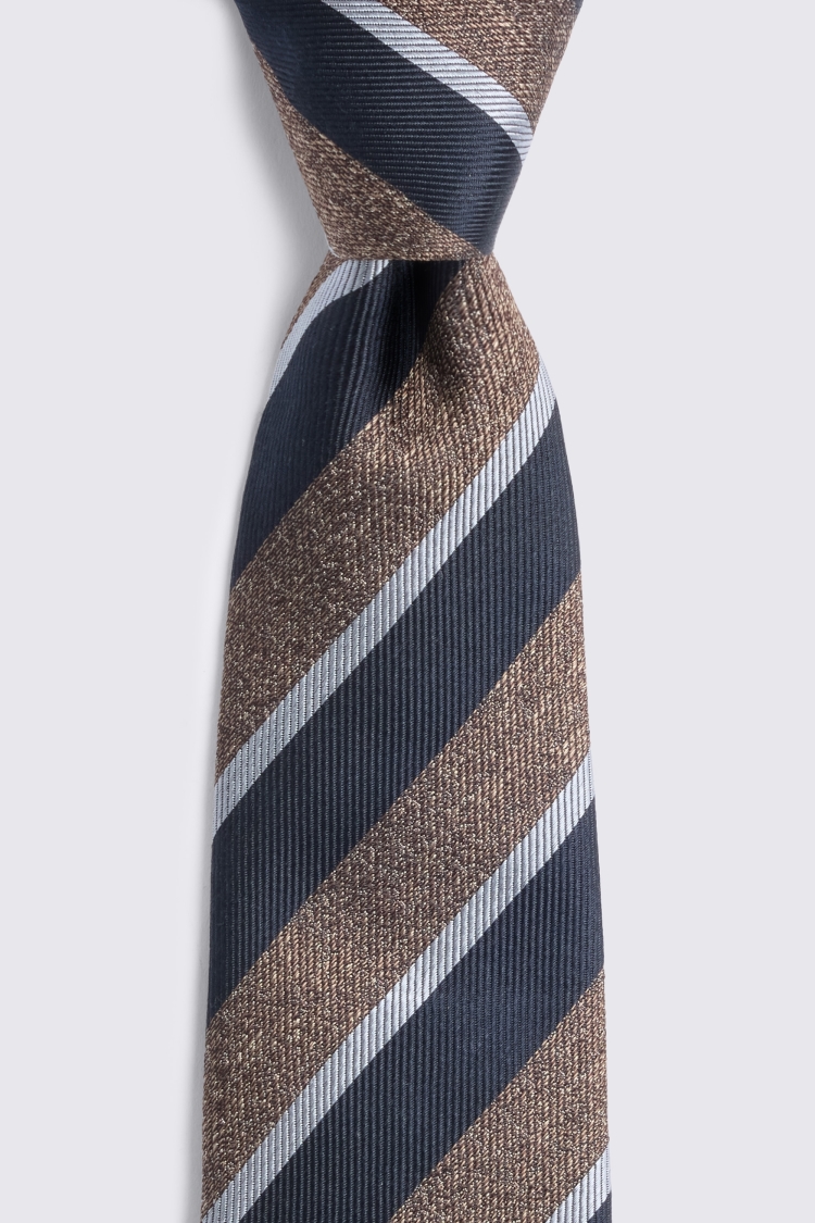Navy & Bronze Silk Stripe Tie
