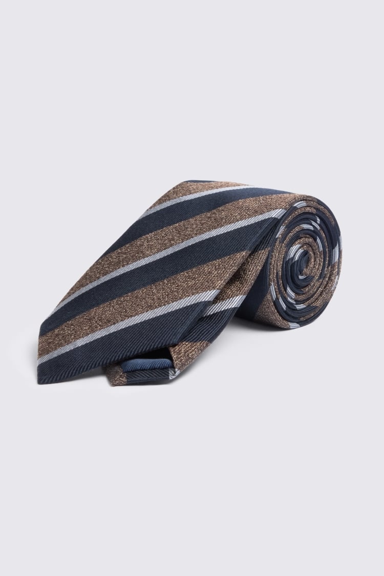 Navy & Bronze Silk Stripe Tie