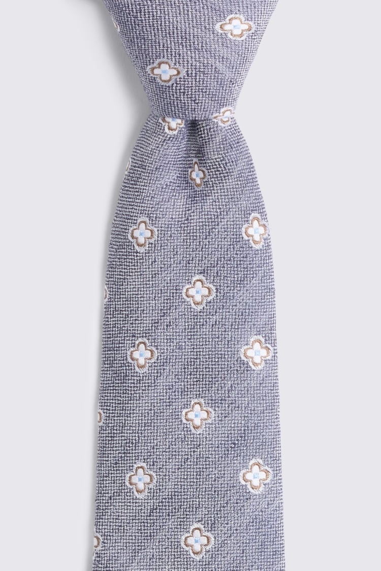 Mid Blue Clover Medallion Tie
