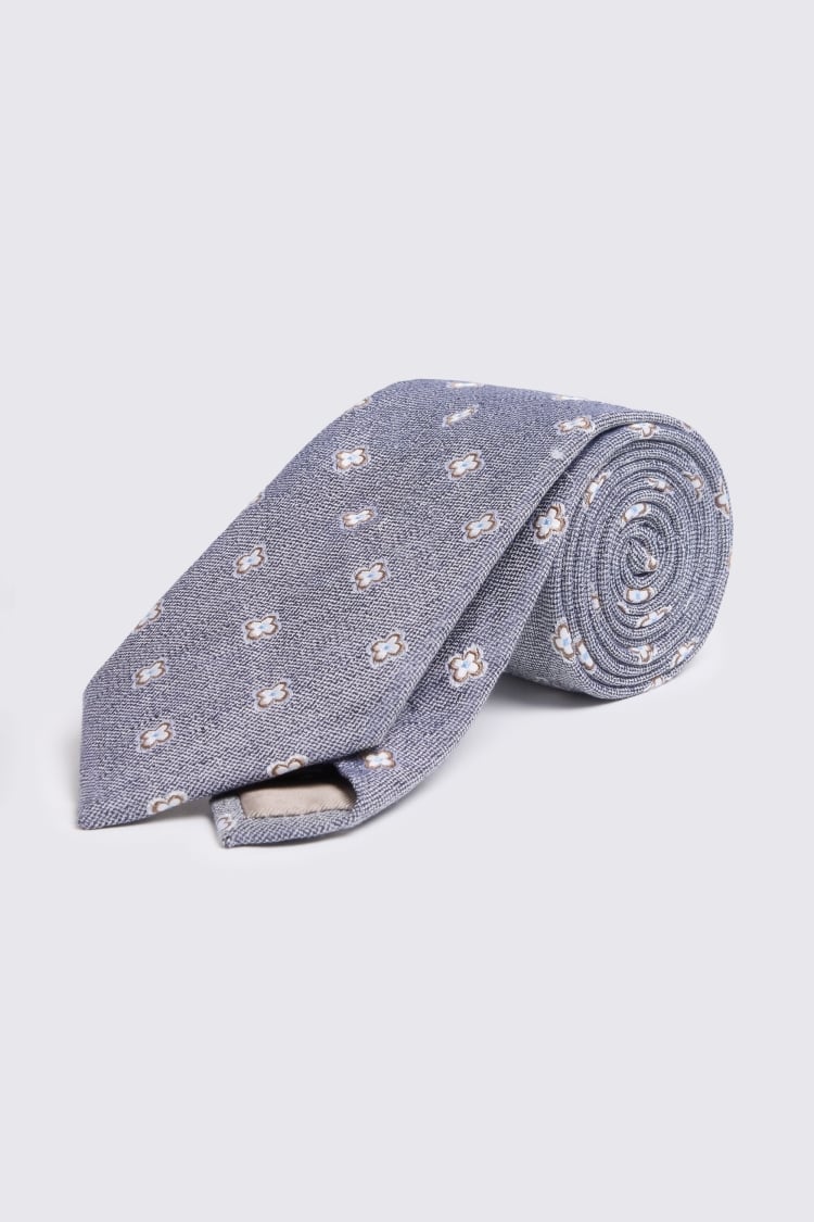 Mid Blue Clover Medallion Tie