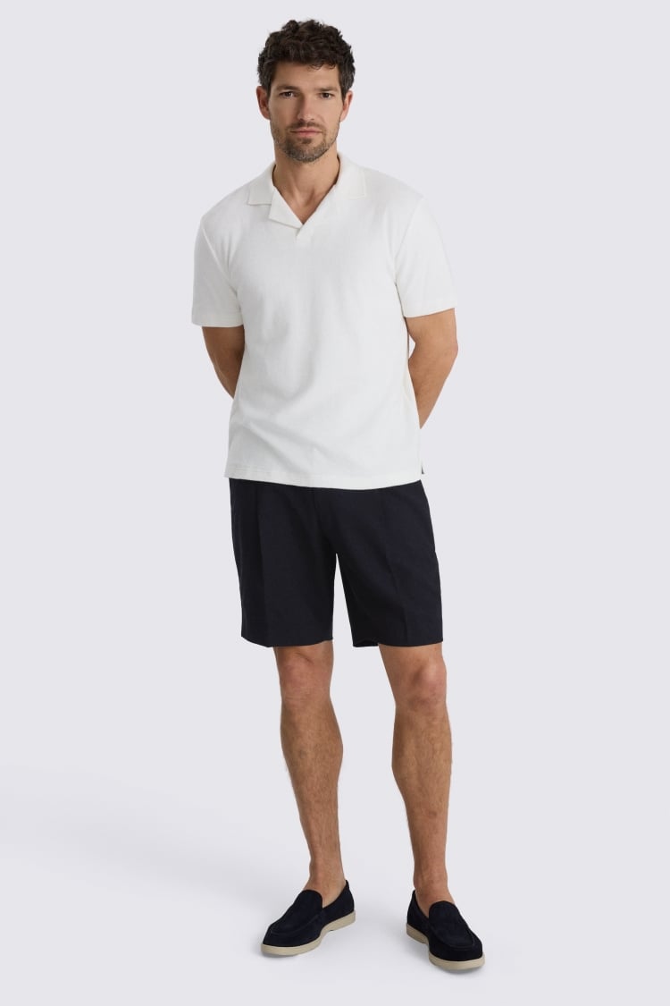 Navy Wool Pleated Short 
