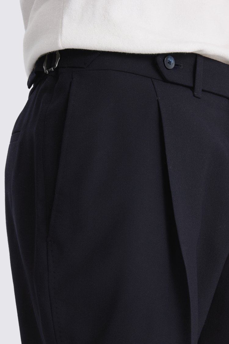 Navy Wool Pleated Short 