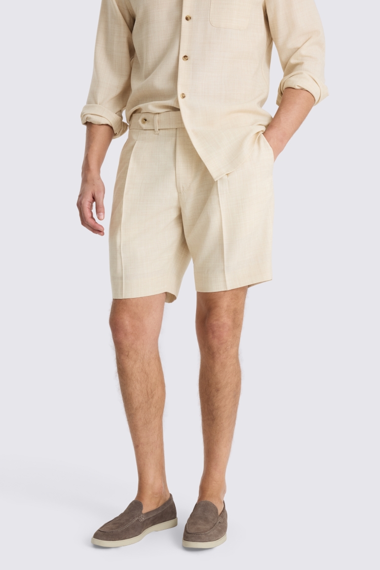 Neutral Wool Pleated Short 