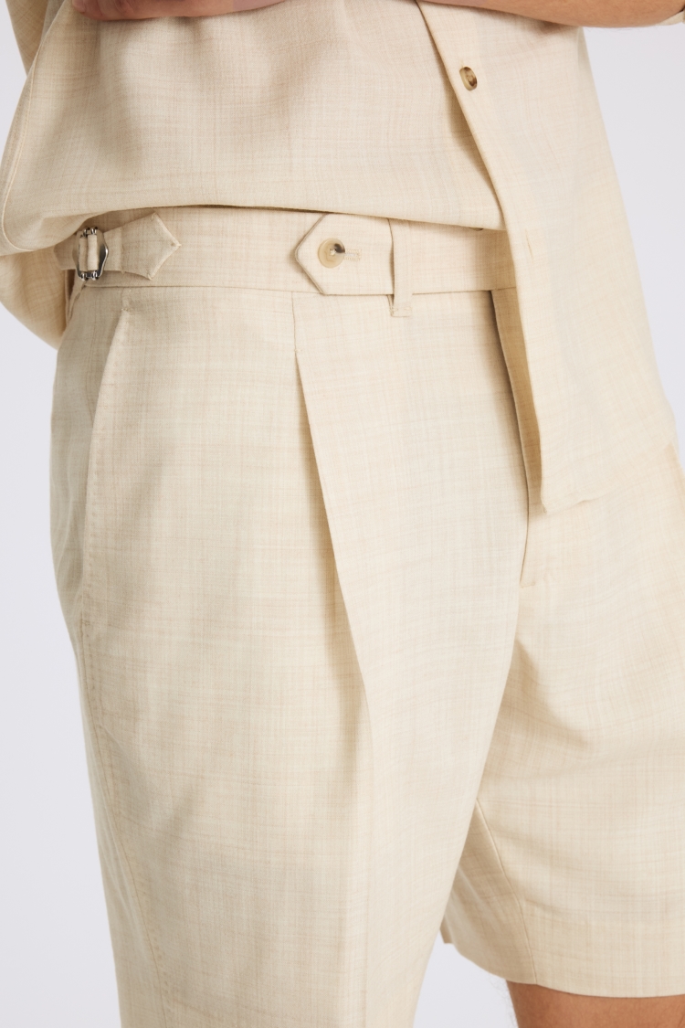Neutral Wool Pleated Short 
