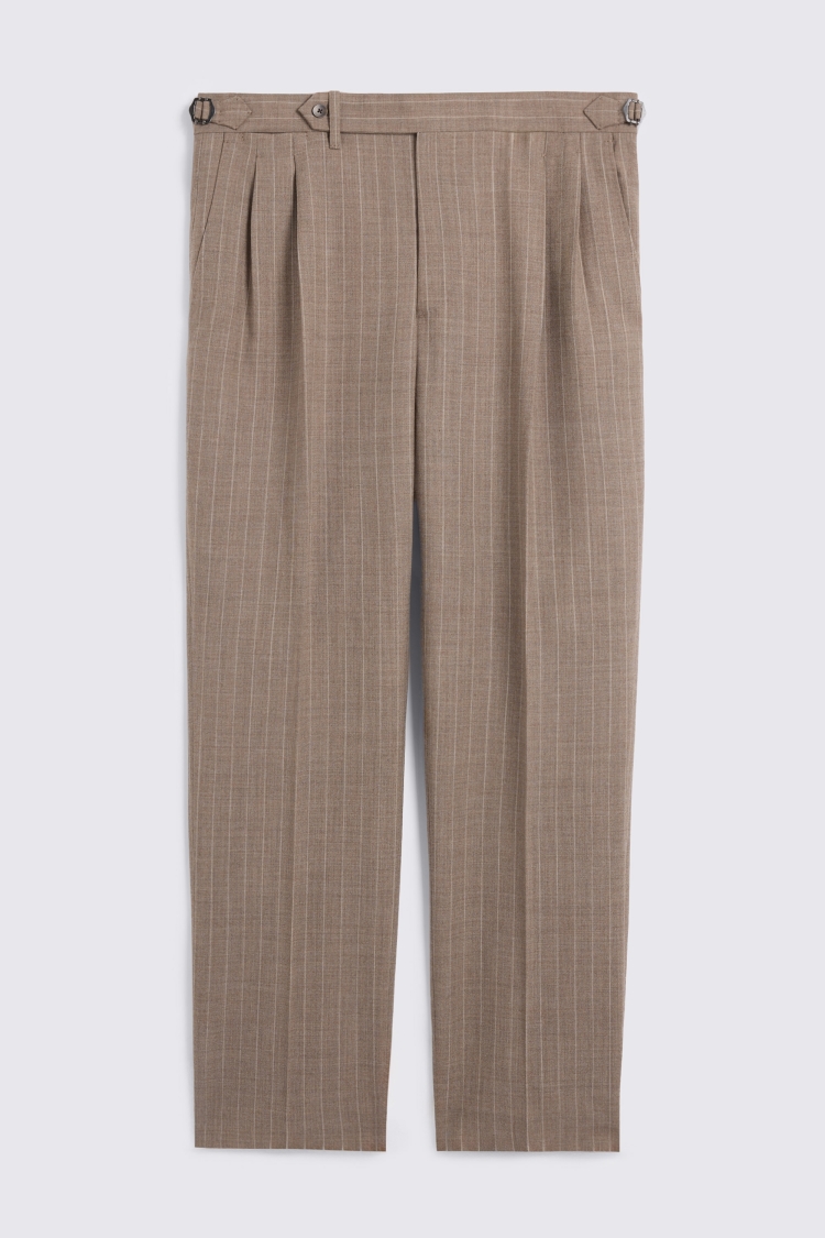 Taupe Stripe Pleated Trouser 