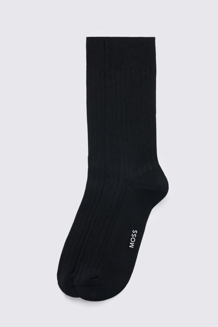 Midnight Mercerised Ribbed Sock