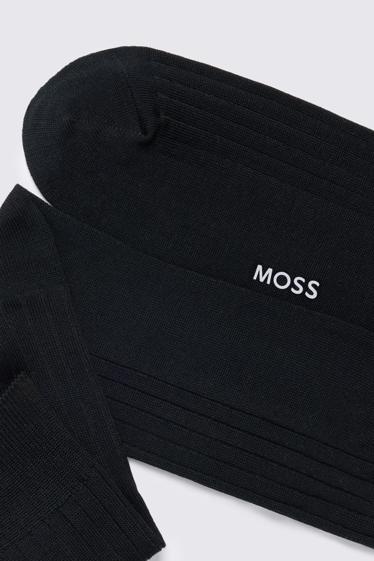 Midnight Mercerised Ribbed Sock