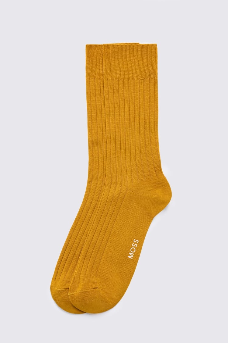 Gold Mercerised Ribbed Sock