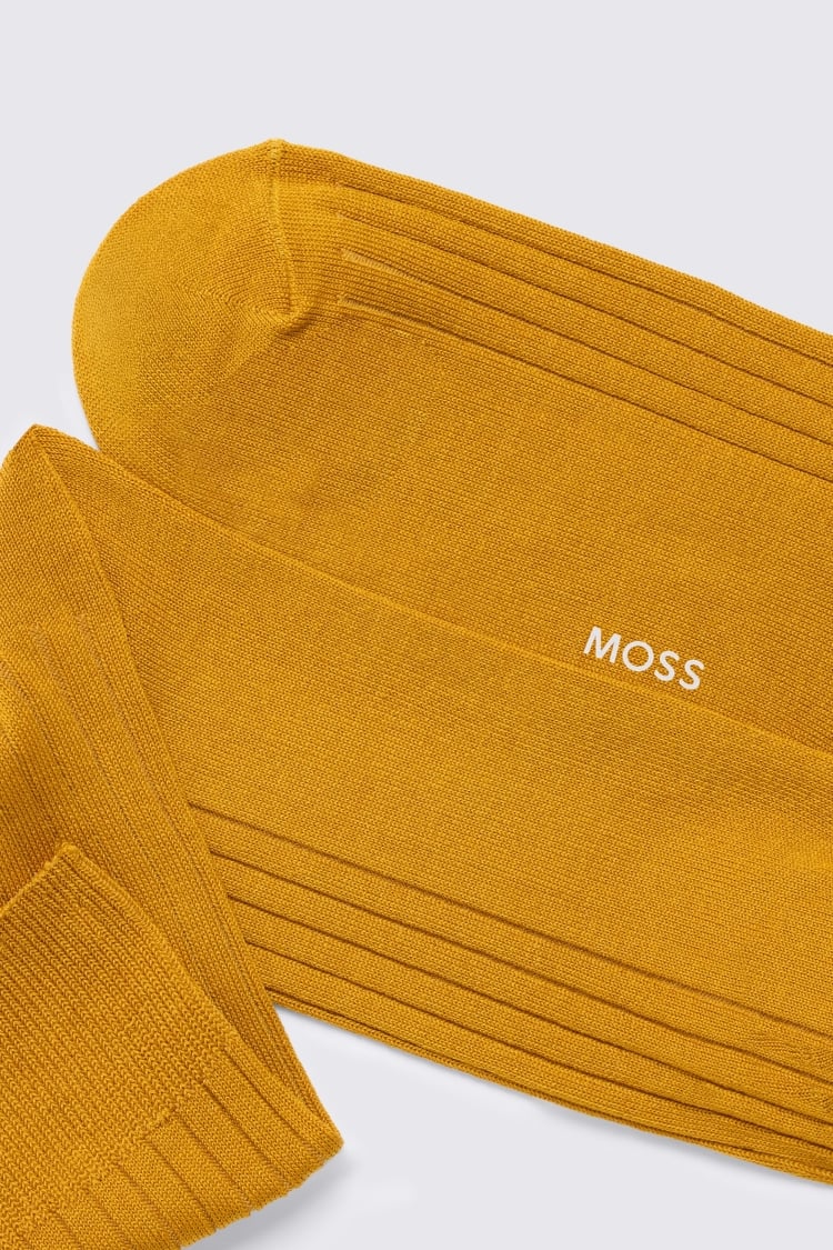 Gold Mercerised Ribbed Sock