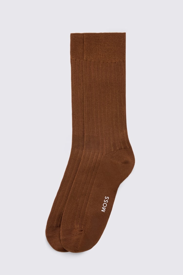 Chestnut Mercerised Ribbed Sock