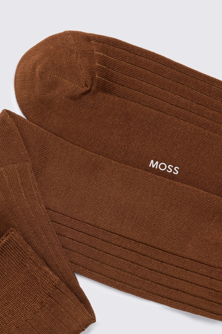 Chestnut Mercerised Ribbed Sock