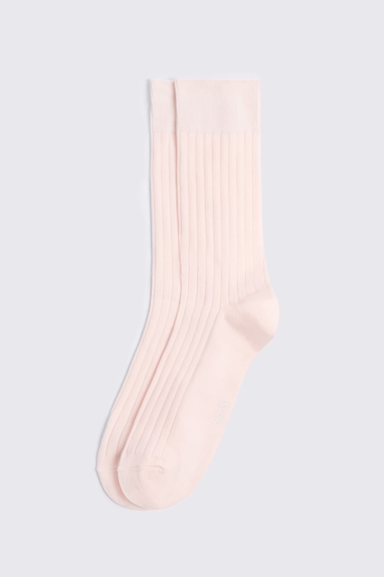 Soft Pink Mercerised Ribbed Sock