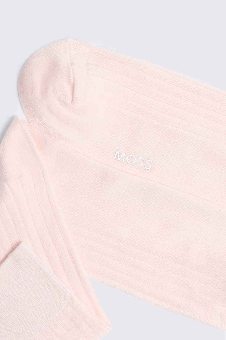 Soft Pink Mercerised Ribbed Sock