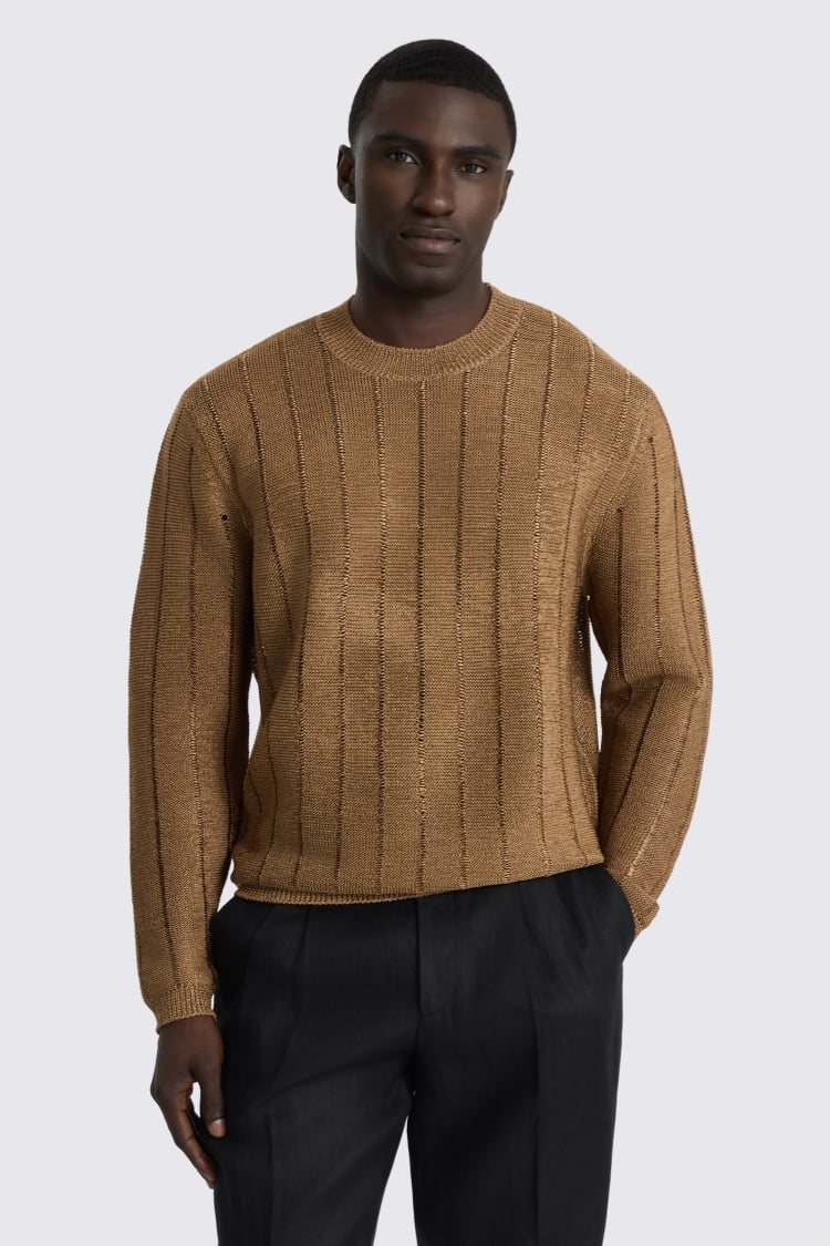 Copper Metallic Crew Neck Jumper