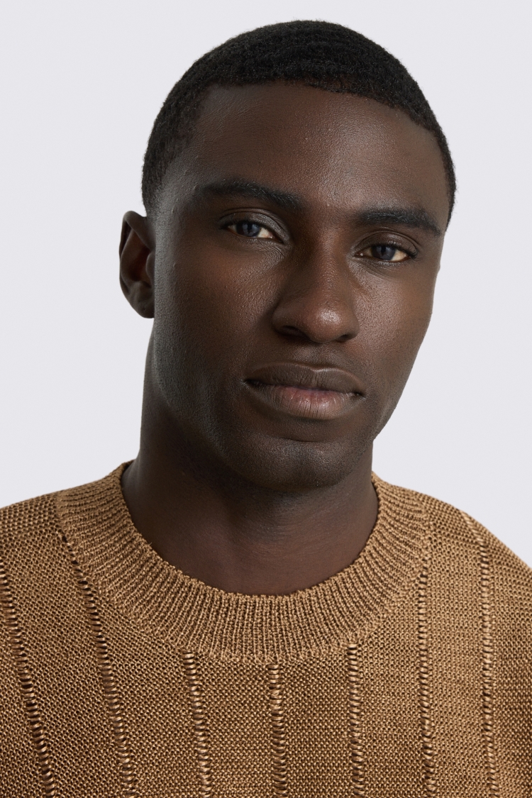 Copper Metallic Crew Neck Jumper