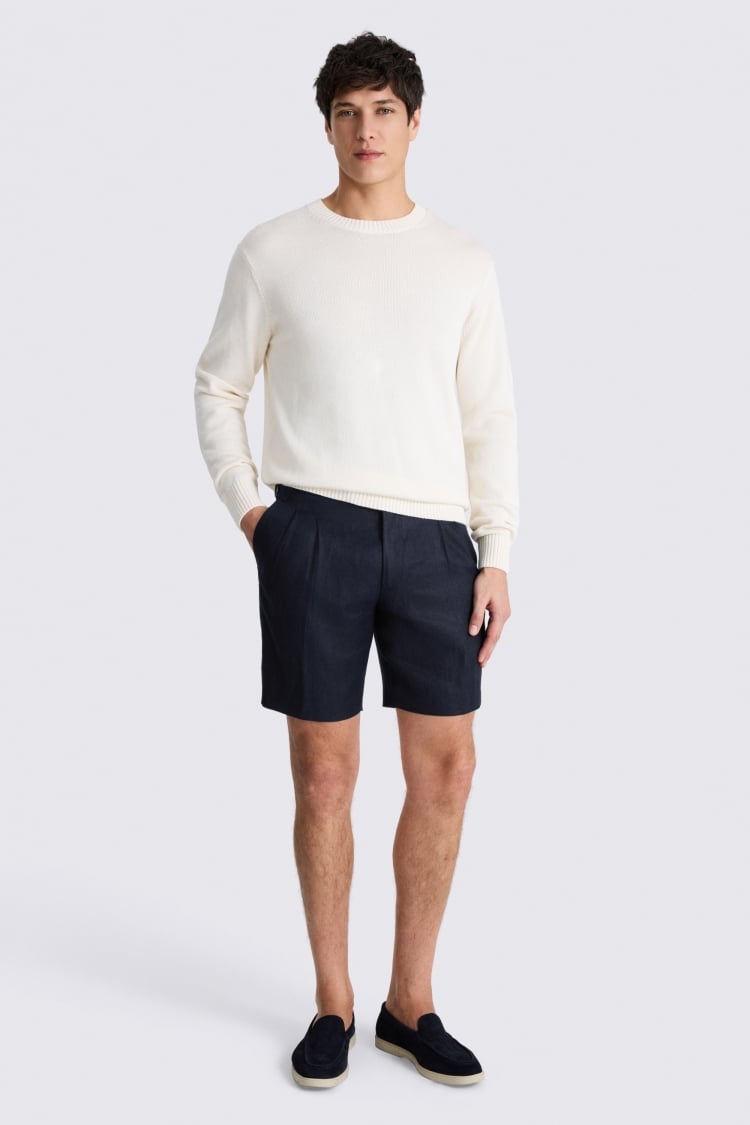 Navy Linen Shorts