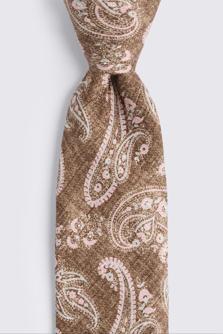 Bottinelli Brown & Pink Silk Paisley Tie
