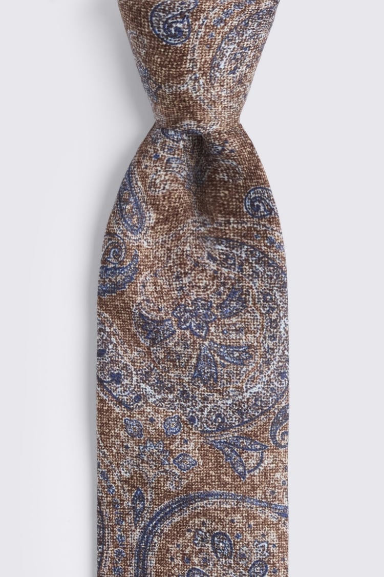 Bottinelli Brown & Navy Silk Paisley Tie