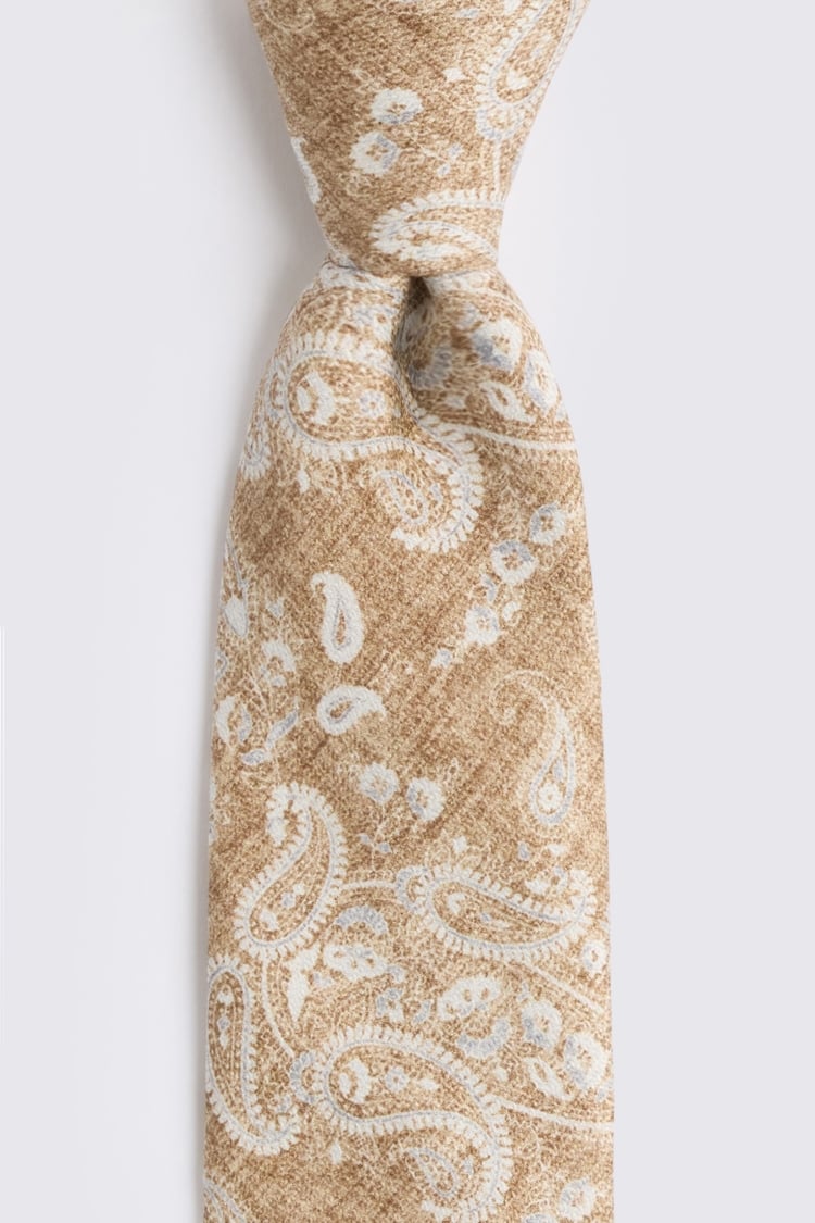 Bottinelli Camel & Light Blue Silk Paisley Tie