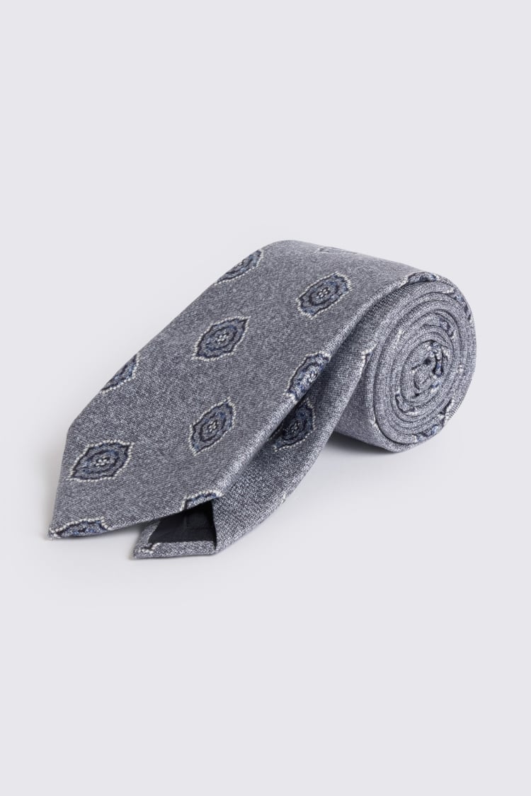 Bottinelli Blue Silk Medallion Tie
