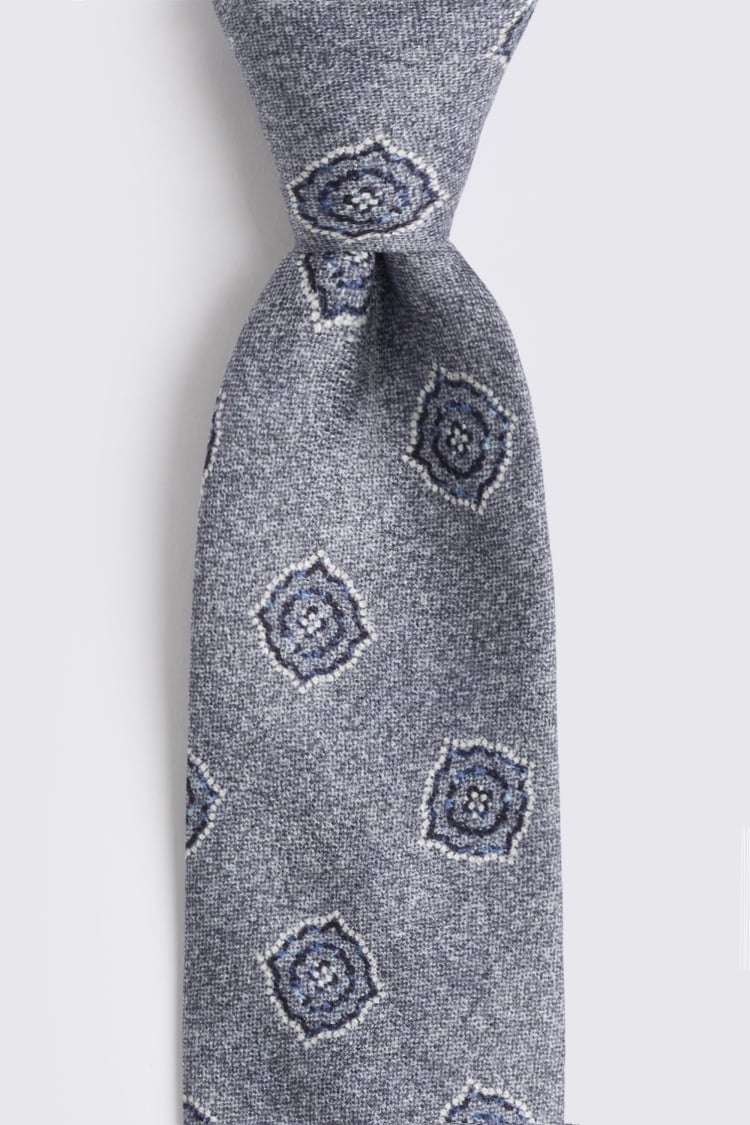 Bottinelli Blue Silk Medallion Tie