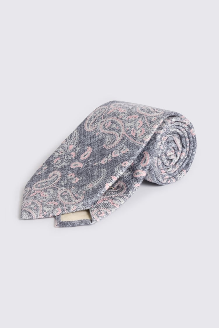 Bottinelli Mid Blue & Pink Silk Paisley Tie