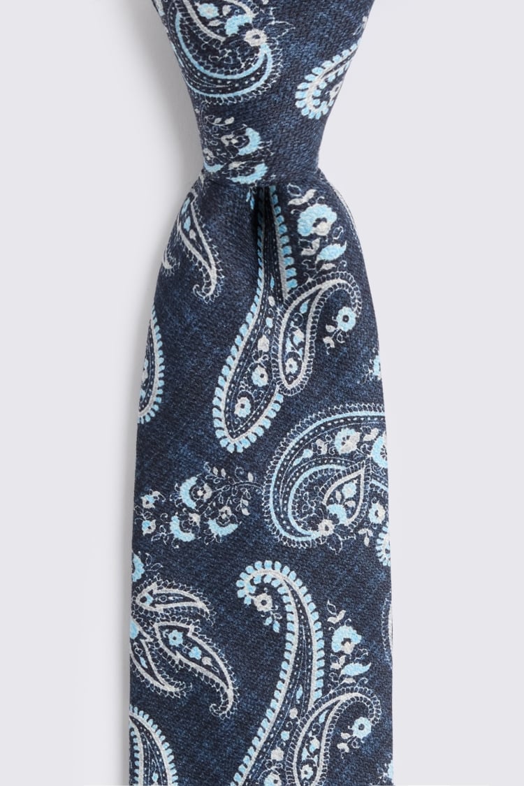 Bottinelli Navy & Bright Blue Silk Paisley Tie