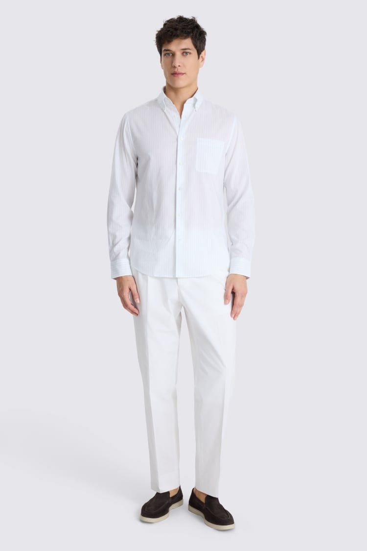 Blue Stripe Lightweight Oxford Shirt