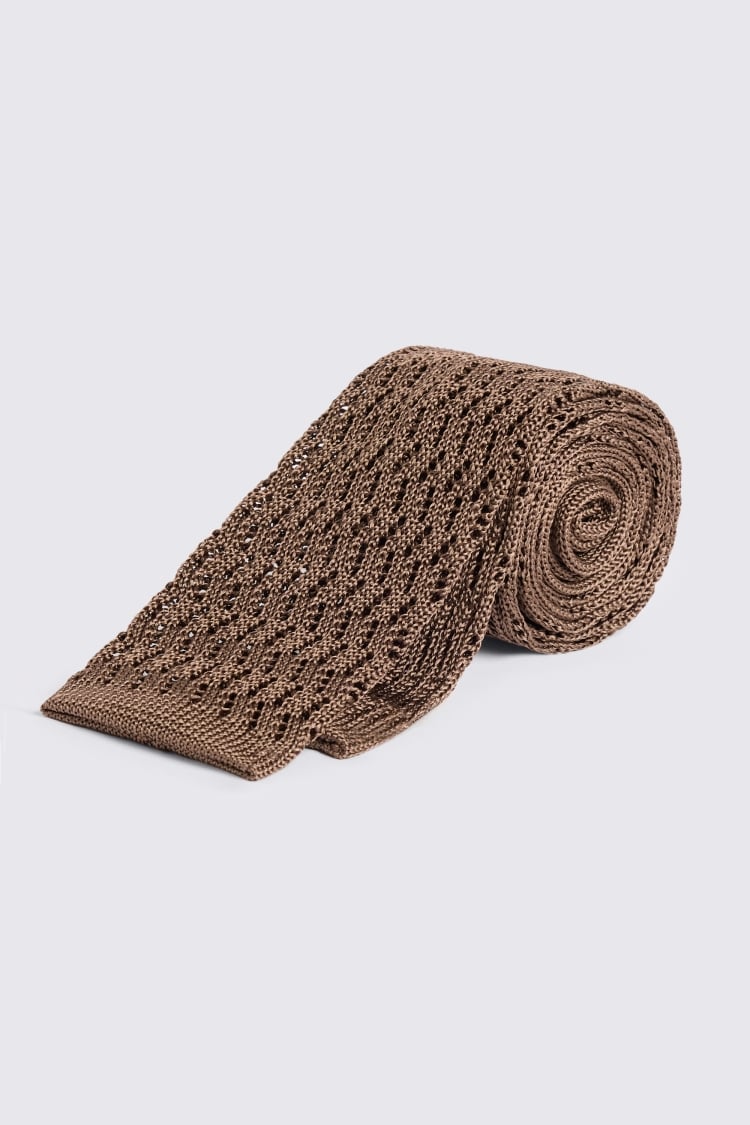 Taupe Silk Knitted Tie