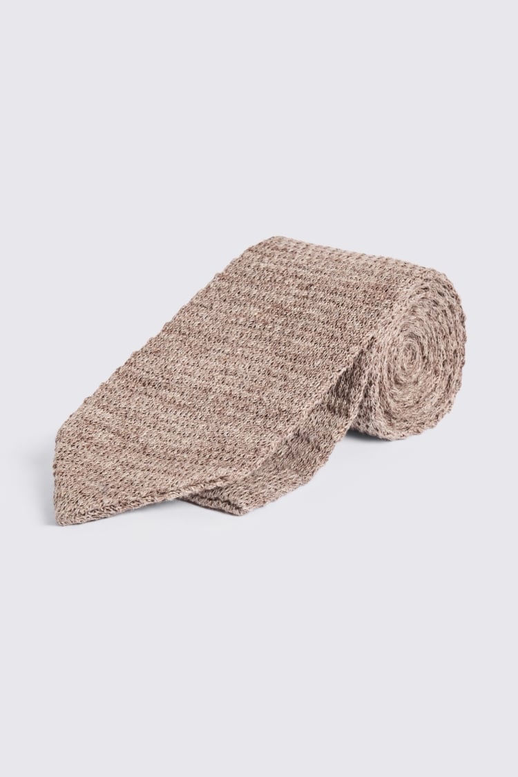 Taupe Linen Knitted Tie