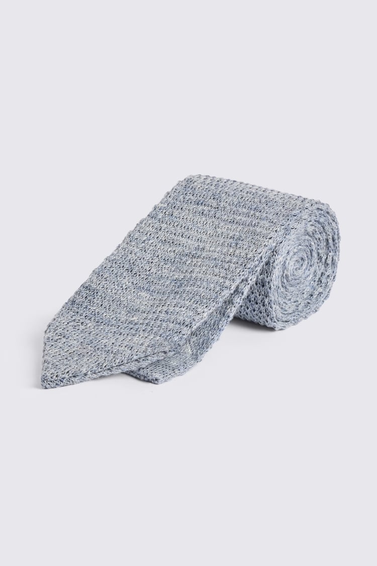 Blue Linen Knitted Tie