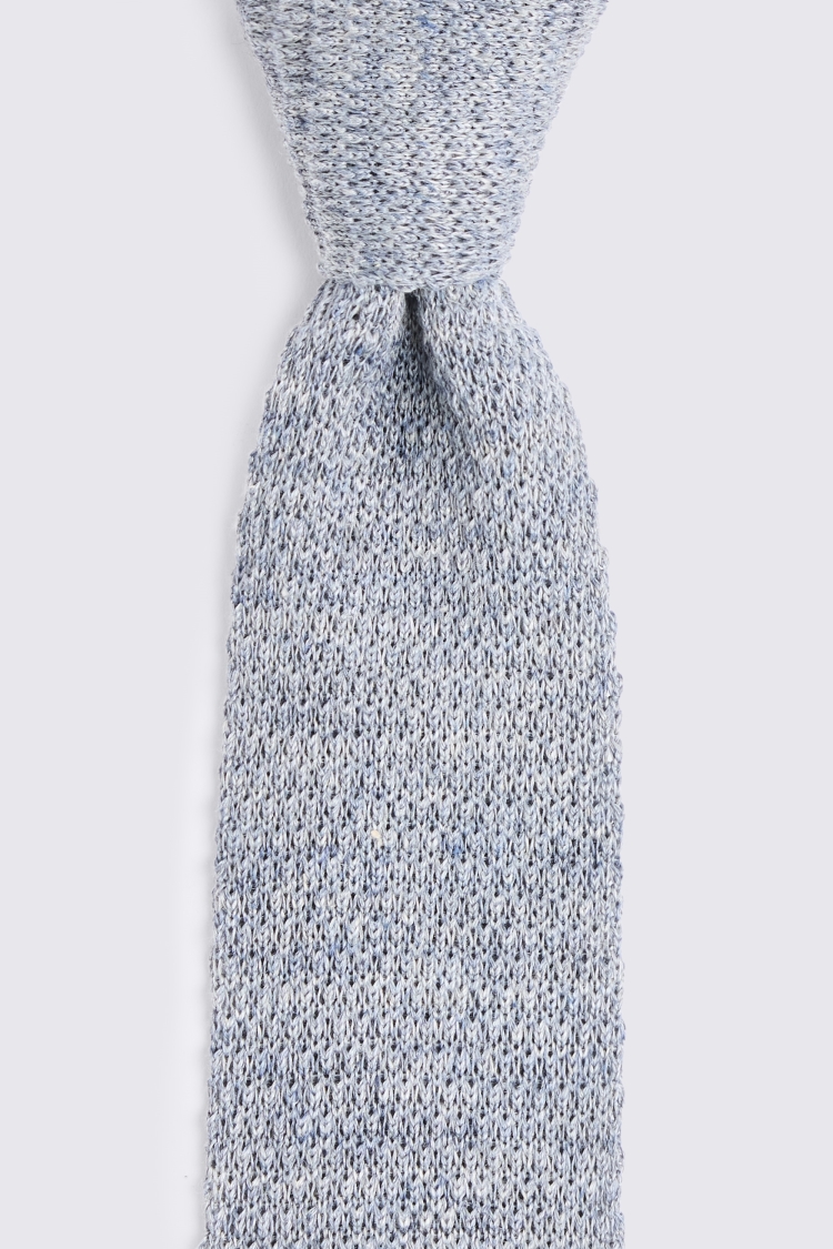Blue Linen Knitted Tie